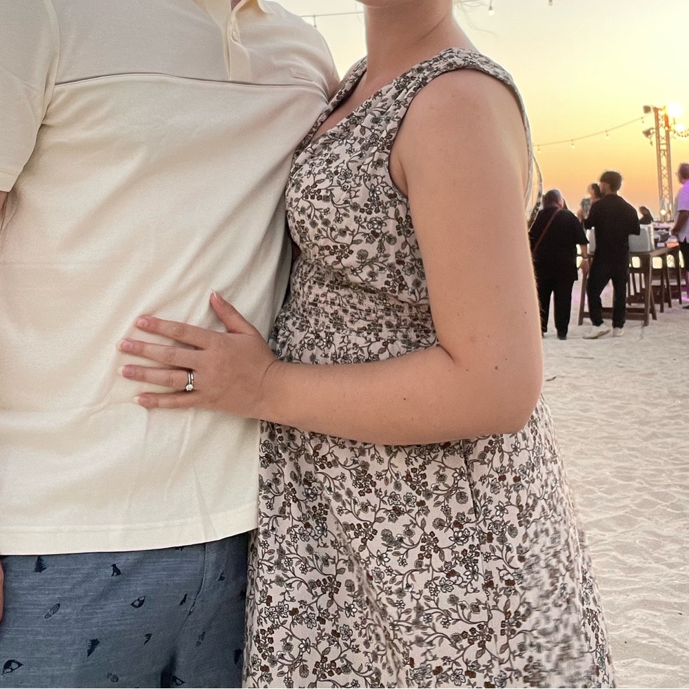 Old Navy Floral Midi Dress - Cream and Brown - Picture 11 of 11